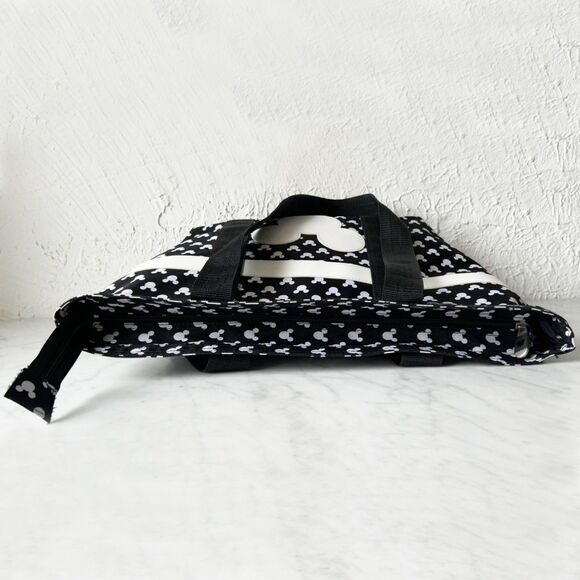 Disney Mickey Mouse Tote Bag Black/White Mickey Print Canvas Bag Zip Top - Picture 5 of 11